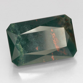 Heliotropo verde natural de 24,79 ct, corte esmeralda, opaco