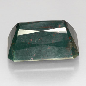 Heliotropo verde natural de 24,79 ct, corte esmeralda, opaco