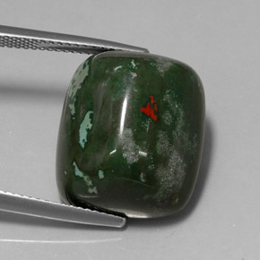 Heliotropo verde natural de 18,96 ct, corte cojín, opaco