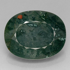 Heliotropo verde natural de 16,97 ct, corte óvalo, opaco
