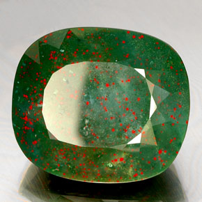 Sanguinaria Verde moteado natural de 46.82 ct, Corte Cojín, Opaco
