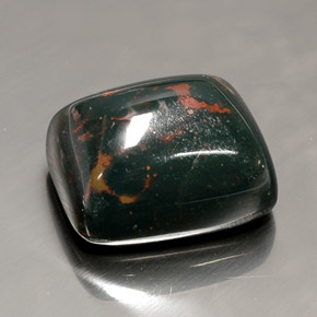 Heliotropo verde natural de 26,05 ct, corte cojín, opaco