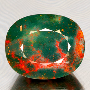 Heliotropo verde natural de 19,44 ct, corte óvalo, opaco