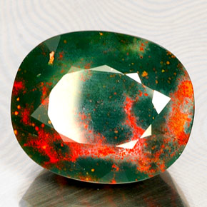 Heliotropo verde natural de 19,44 ct, corte óvalo, opaco