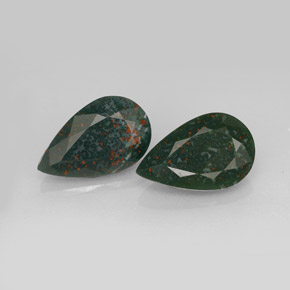 Gemas de heliotropo verde natural de  ct, en forma de pera, opaco