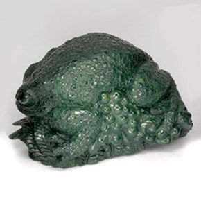 Heliotropo verde natural de 931,99 ct, forma elegante, opaco