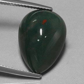 Heliotropo verde natural de 11,41 ct, en forma de pera, opaco