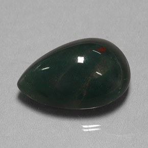 Heliotropo verde natural de 11,41 ct, en forma de pera, opaco