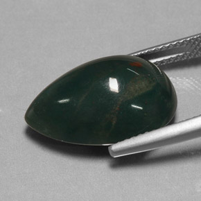 Heliotropo verde natural de 11,41 ct, en forma de pera, opaco
