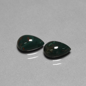 Gemas de heliotropo verde natural de  ct, en forma de pera, opaco