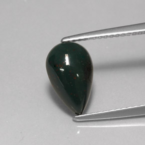 Heliotropo verde natural de 1,66 ct, en forma de pera, opaco