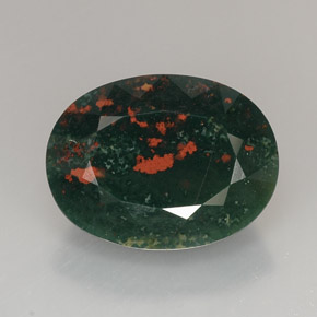 Heliotropo verde natural de 19,37 ct, corte óvalo, opaco