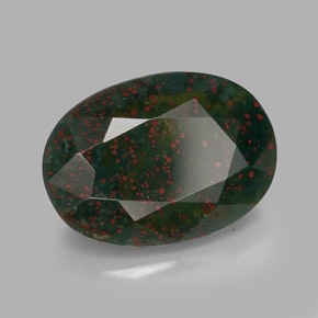 Sanguinaria Verde moteado natural de 6.11 ct, Corte Óvalo, Opaco