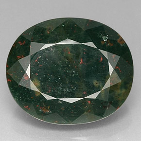 Heliotropo verde natural de 24,04 ct, corte óvalo, opaco