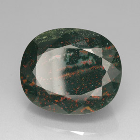 Heliotropo verde natural de 76,20 ct, corte óvalo, opaco