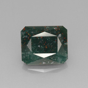 Heliotropo verde natural de 8,62 ct, corte esmeralda, opaco