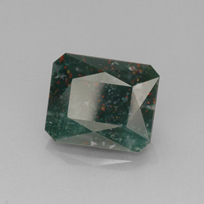 Heliotropo verde natural de 8,62 ct, corte esmeralda, opaco