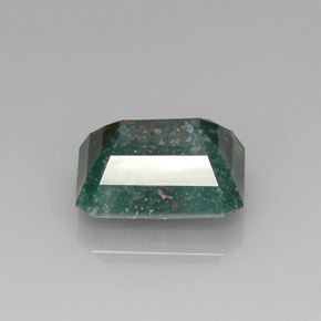 Heliotropo verde natural de 8,62 ct, corte esmeralda, opaco