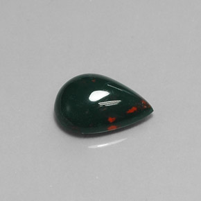 Heliotropo verde natural de 6,05 ct, en forma de pera, opaco