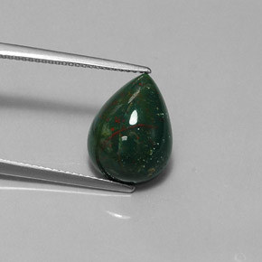 Heliotropo verde natural de 5,86 ct, en forma de pera, opaco