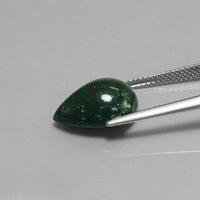 Heliotropo verde natural de 5,86 ct, en forma de pera, opaco
