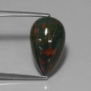 Heliotropo verde natural de 5,89 ct, en forma de pera, opaco