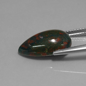 Heliotropo verde natural de 5,89 ct, en forma de pera, opaco
