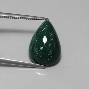 Heliotropo verde natural de 9,87 ct, en forma de pera, opaco