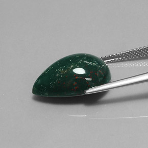 Heliotropo verde natural de 9,87 ct, en forma de pera, opaco