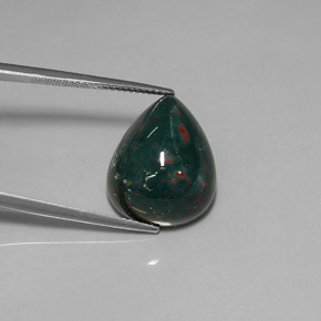 Heliotropo verde natural de 15,43 ct, en forma de pera, opaco