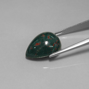 Heliotropo verde natural de 15,43 ct, en forma de pera, opaco