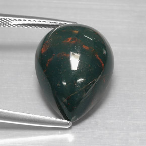 Heliotropo verde natural de 12,07 ct, en forma de pera, opaco