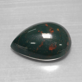 Heliotropo verde natural de 12,07 ct, en forma de pera, opaco