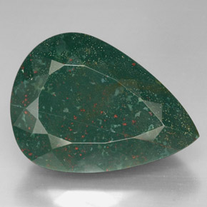 Heliotropo verde natural de 63,66 ct, en forma de pera, opaco