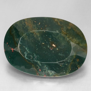 Heliotropo verde natural de 67,31 ct, corte óvalo, opaco