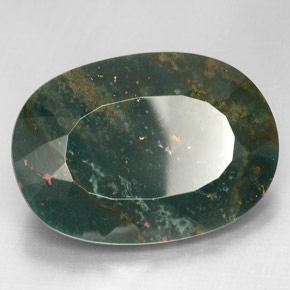 Heliotropo verde natural de 67,31 ct, corte óvalo, opaco