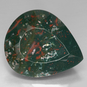 Heliotropo verde natural de 74,01 ct, en forma de pera, opaco