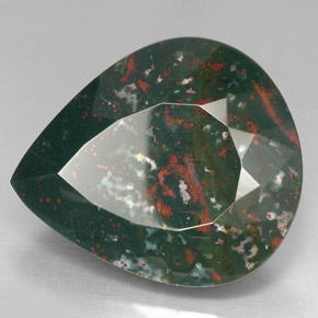 Heliotropo verde natural de 74,01 ct, en forma de pera, opaco