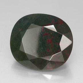 Heliotropo verde natural de 30,29 ct, corte cojín, opaco