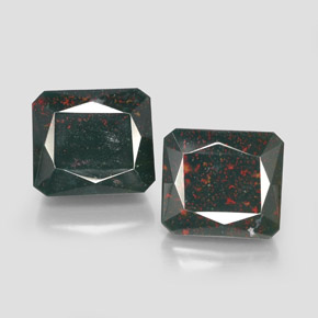 Gemas de heliotropo verde natural de  ct, corte esmeralda, opaco