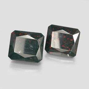 Gemas de heliotropo verde natural de  ct, corte esmeralda, opaco