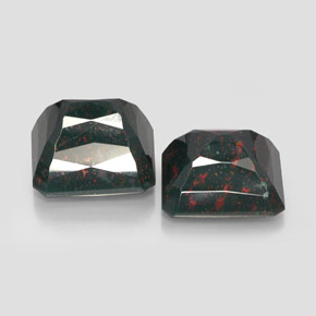 Gemas de heliotropo verde natural de  ct, corte esmeralda, opaco