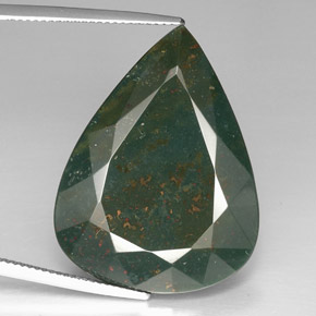 Heliotropo verde natural de 39,39 ct, en forma de pera, opaco