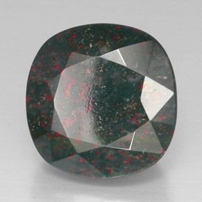 Sanguinaria Verde moteado natural de 42.64 ct, Corte Cojín, Opaco