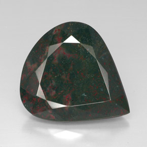 Heliotropo verde natural de 48,41 ct, en forma de pera, opaco