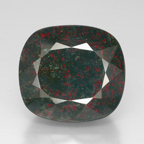 Heliotropo verde natural de 54,82 ct, corte cojín, opaco