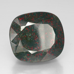 Heliotropo verde natural de 54,82 ct, corte cojín, opaco