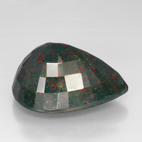 Sanguinaria Verde moteado natural de 57.45 ct, En forma de pera, Opaco
