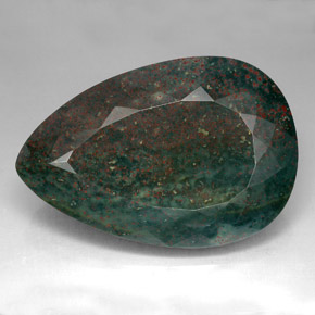 Heliotropo verde natural de 214,05 ct, en forma de pera, opaco