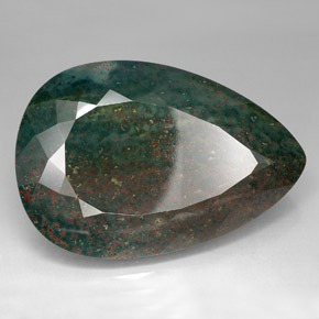Heliotropo verde natural de 214,05 ct, en forma de pera, opaco